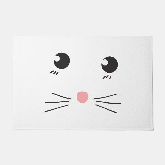 Cat face line drawing doormat (Front)