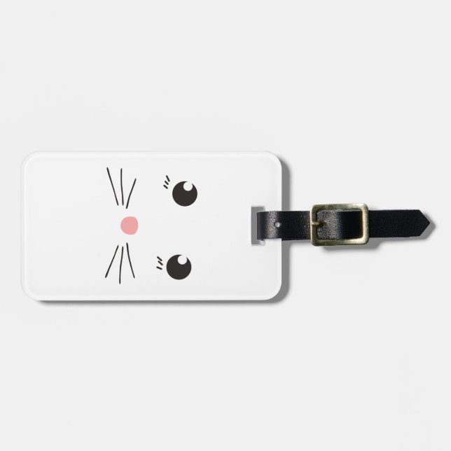 Cat face line drawing luggage tag (Front Horizontal)