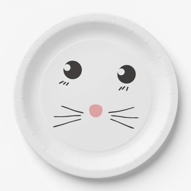Cat face line drawing paper plate (Front)