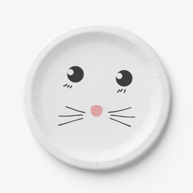 Cat face line drawing paper plate (Front)