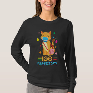 Cat Face Mask Funny 100 Days Of School Kids Boys G T-Shirt