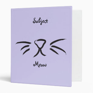 Cat Face Meow Purple Subject Binder