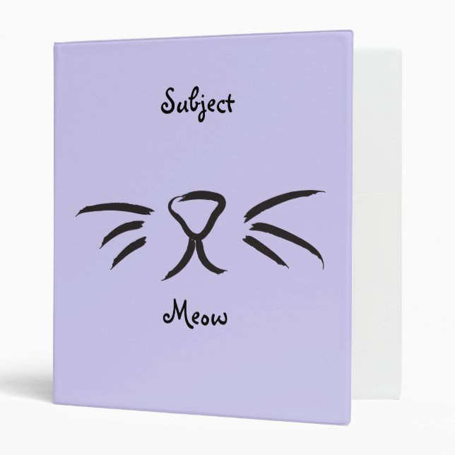 Cat Face Meow Purple Subject Binder (Front/Inside)