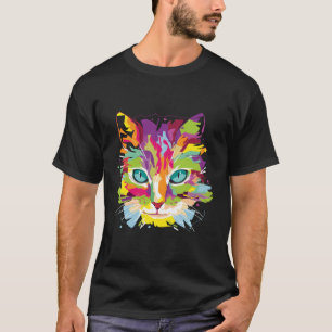 Cat Face Multi-Coloured T-Shirt