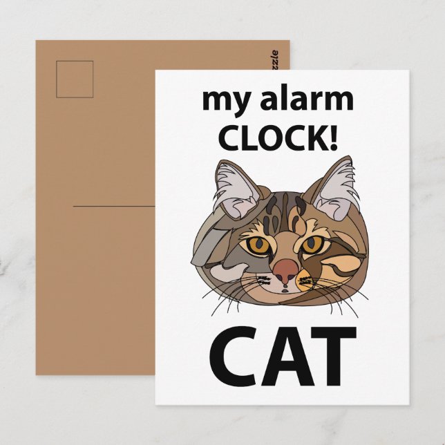 Cat Face My Alarm Clock Tabby Cat Postcard (Front/Back)