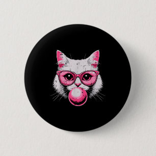 Cat Face Nk Gles Bubble Gum Cute Kitty Women Girls 2 Inch Round Button
