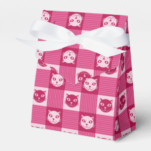 Cat Face Pink Gingham Pattern Cute Favor Box