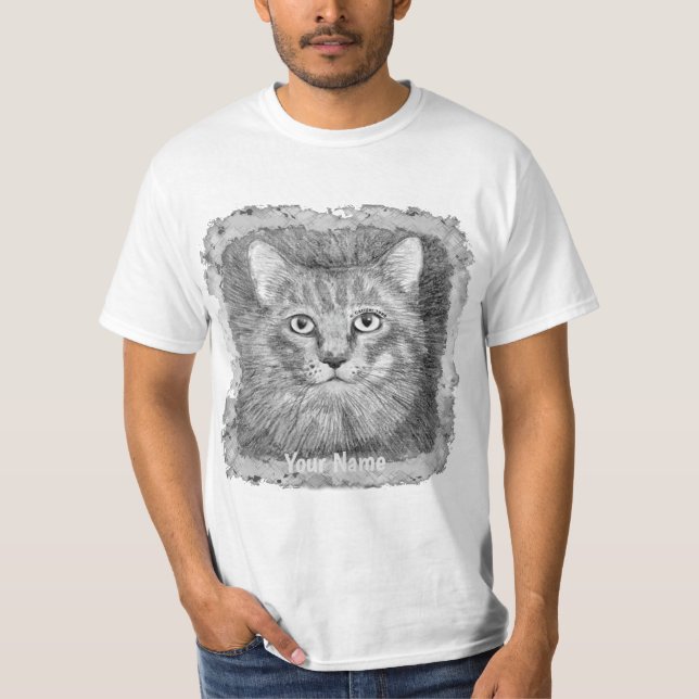 Cat Face Sketch  T-Shirt (Front)