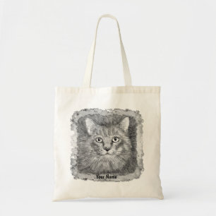 Cat Face Sketch Tote Bag
