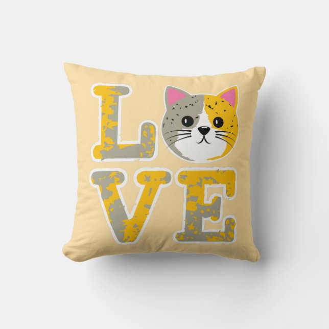 Cat face throw pillow (Front)