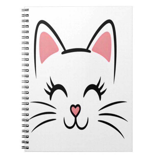 Cat Face Whiskers Print Love Halloween Notebook (Front)