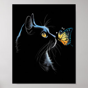Cat Face - With Butterfly Poster