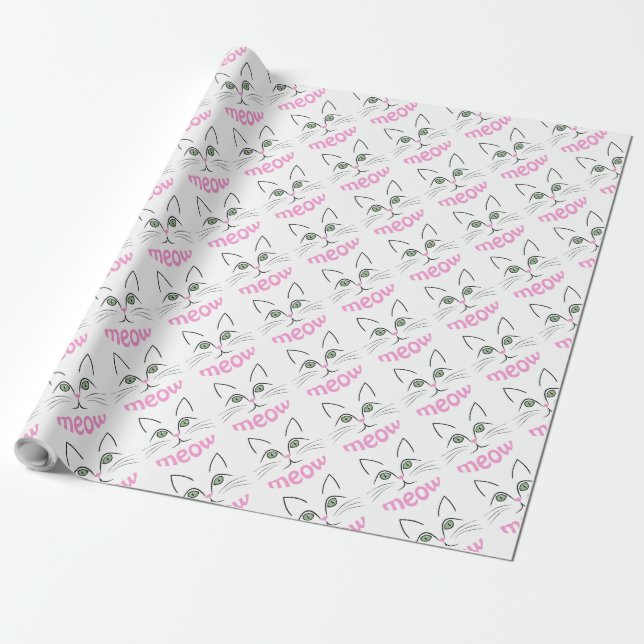 Cat face wrapping paper (Unrolled)