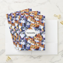 Cat faces collage pet kitten name print pattern