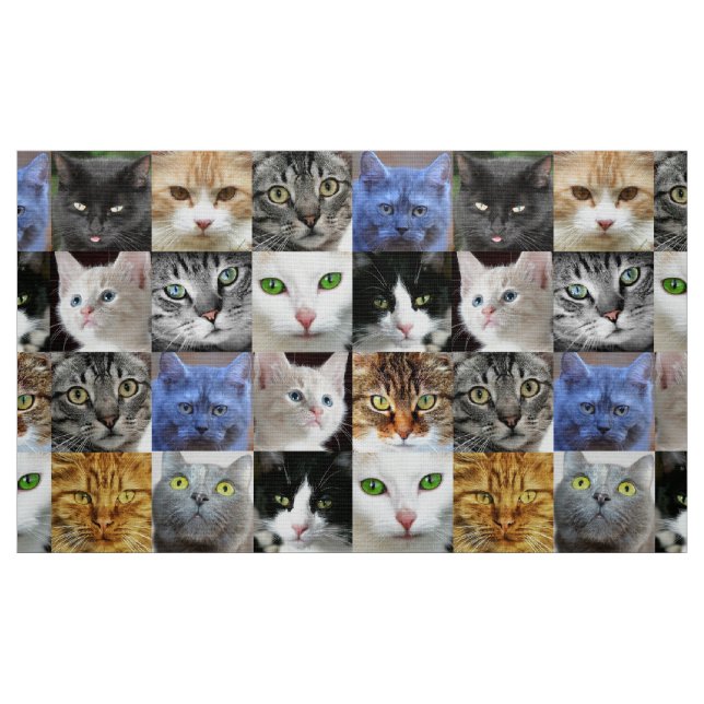 Cat Faces Collage Sewing Craft Fabric (Fat Quarter)