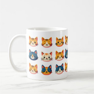cat faces different race coffee mug