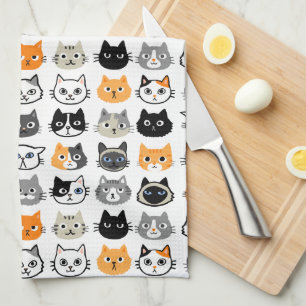 Cat Faces Pattern   Cool Kitty Cat Lover's Kitchen Towel