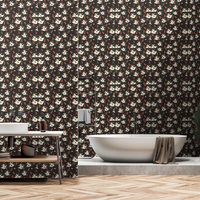Cat Faces Yellow Eyes Wallpaper (Bathroom)