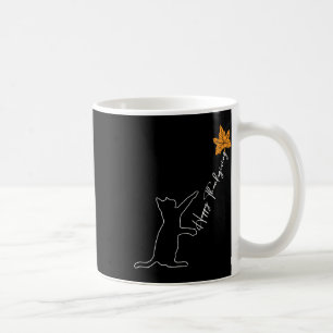 Cat Fall Leaf Balloon Thanksgiving Day Cute Kitten Coffee Mug