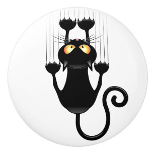Cat Falling down fun cartoon character Ceramic Knob