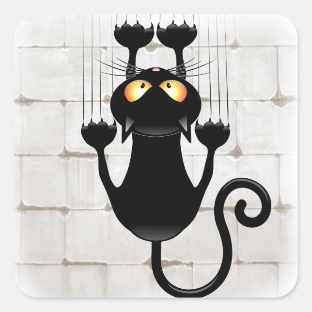 Cat Falling down fun cartoon character Square Sticker (Front)