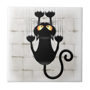 Cat Falling down fun cartoon character Tapestry Tile