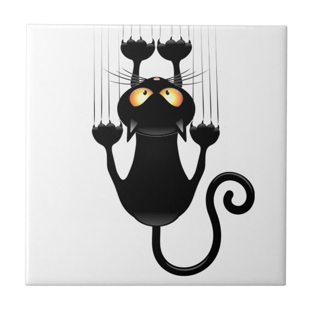 Cat Falling down fun cartoon character Tile (Front)