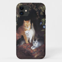 Cat Family and Ivy Leaf by Henriette Ronner-Knip