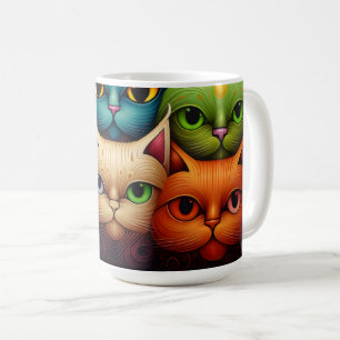 Cat Family Colourful Whimsical 1 Coffee Mug