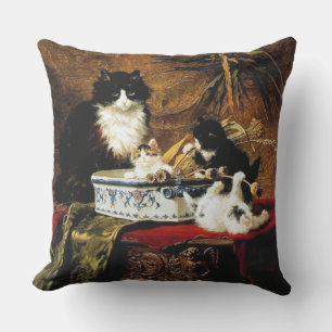 Cat Family, Henriëtte Ronner-Knip Throw Pillow