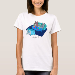 Cat Family watching TV Cute Art T-Shirt