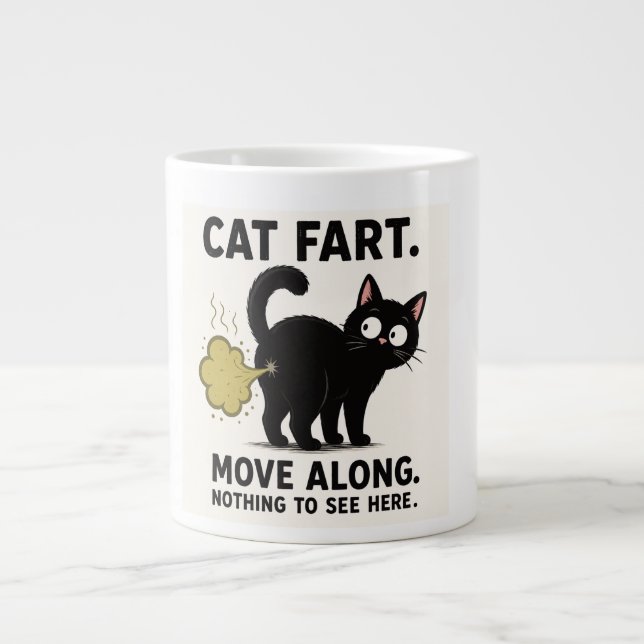 Cat Fart Move Along Nothing To See Here Funny  Large Coffee Mug (Front)