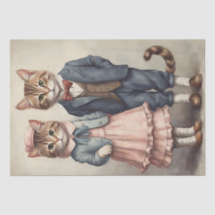 Cat Fashion Duo: Decoupage Delight with Stylish Tissue Paper