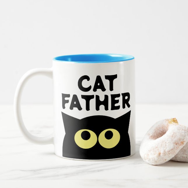 Cat Father funny coffee mug gift for pet owner (With Donut)