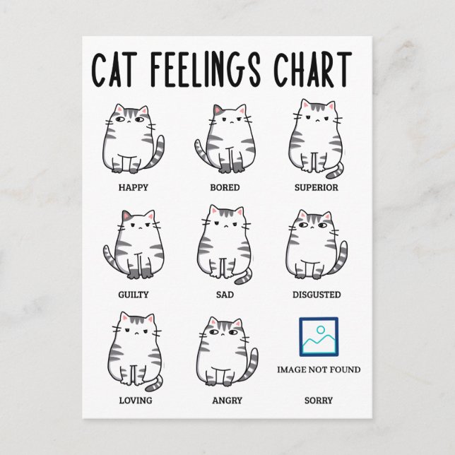 Cat Feelings Chart Postcard (Front)