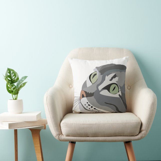 Cat Feline Eyes  Throw Pillow (Chair)