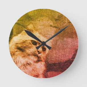 Cat, Feline, Pet Round Clock