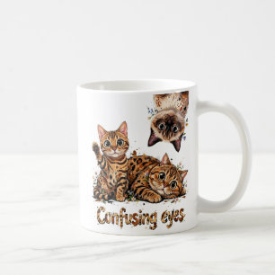 Cat Feline Trio in Bloom Cat Eyes kitten Kitty 👁️ Coffee Mug