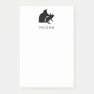 Cat Fight Drawing Funny Cats Sketch Personalized Post-it Notes