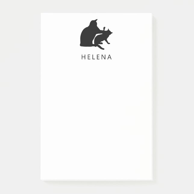 Cat Fight Drawing Funny Cats Sketch Personalized Post-it Notes (Front)