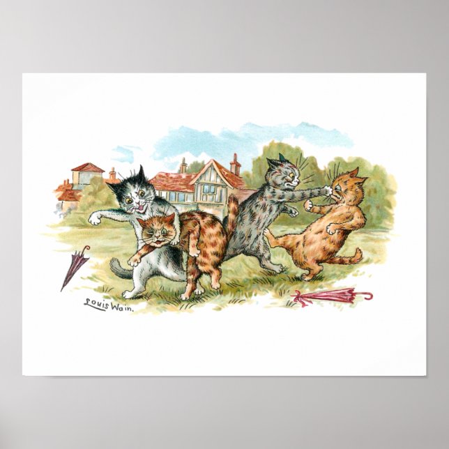 Cat Fight Louis Wain Poster (Front)