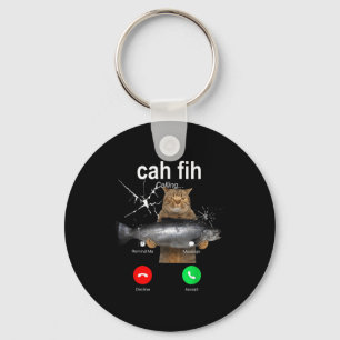 Cat Fih Calling Meme Funny Fish Cat Humor Gift Tee Keychain