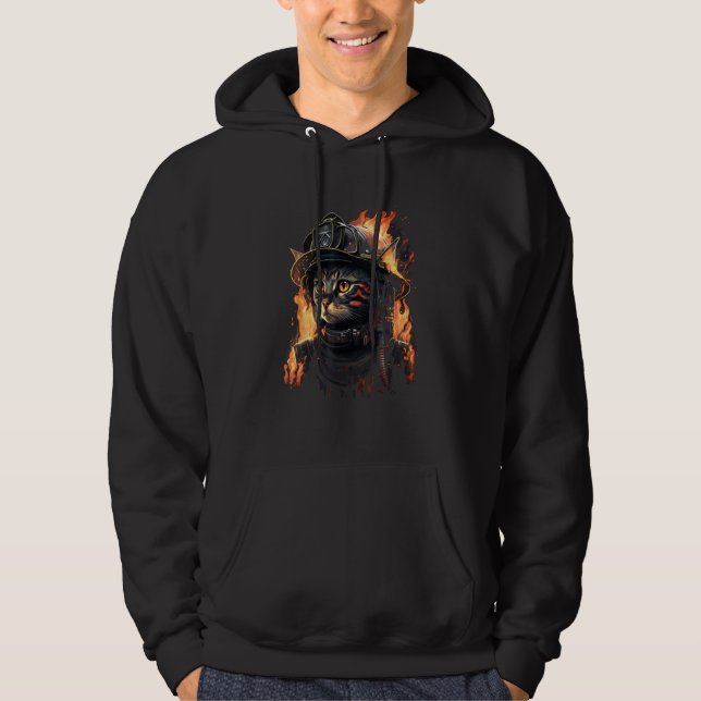 Cat Firefighter Show Your Love for Firefighting Hoodie (Front)