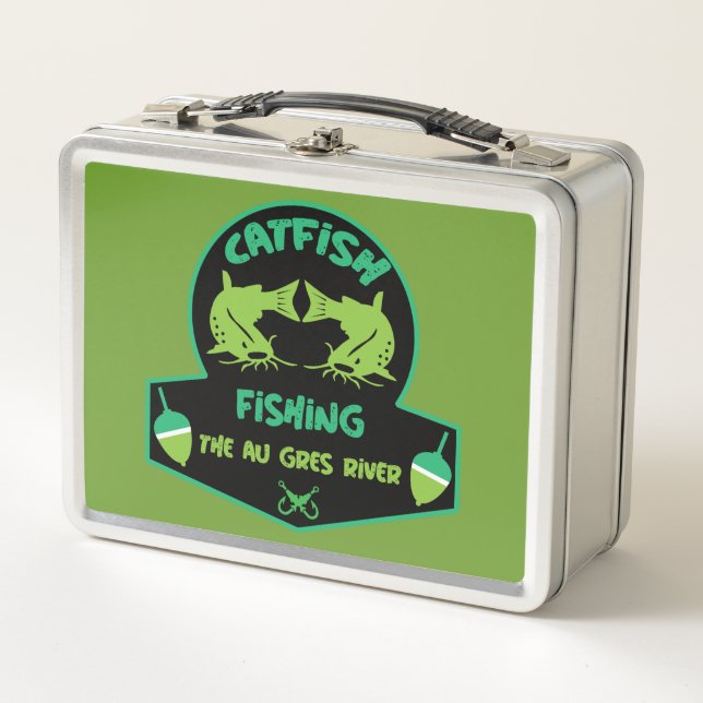 Cat Fishing  Au Gres Metal Lunch Box (Front)