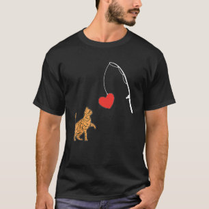 Cat Fishing Heart Valentines Day Kitten Kitty Love T-Shirt