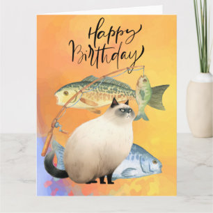 Cat Fishing lovers birthday for Cat Lovers Card