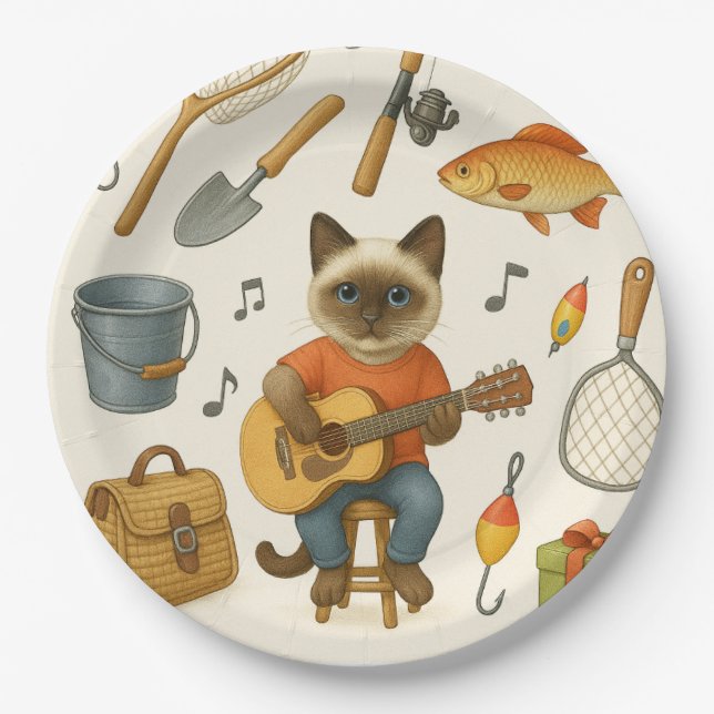 Cat Fishing Lovers  Paper Plate (Front)
