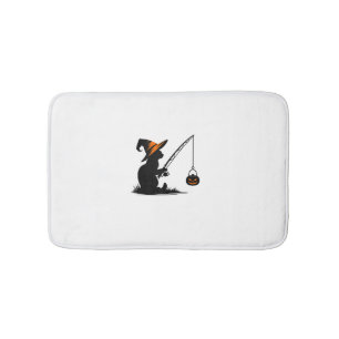 Cat Fishing Pumpkin Halloween Costume Cat Lover Bath Mat
