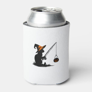 Cat Fishing Pumpkin Halloween Costume Cat Lover  Can Cooler