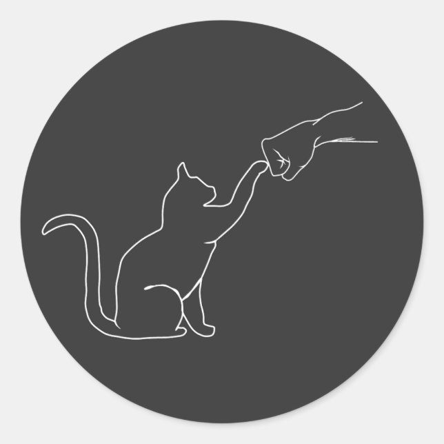 Cat Fist Bump, Cat Lovers Classic Round Sticker (Front)